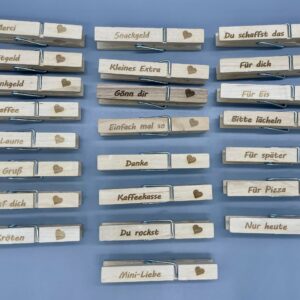 🧺 Wäscheklammern mit Spruch – kleine Botschaften aus Holz
