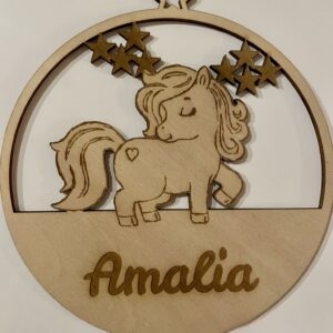 🐴 Personalisierbares Namensschild mit Pony – liebevolle Kinderzimmer-Deko aus Holz