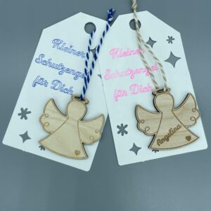 Kleiner Schutzengel aus Holz – liebevoller Glücksbringer mit Karte